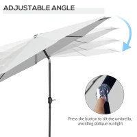 Outsunny 10' x 8' Round Market Umbrella, Patio Umbrella with Crank Handle and Tilt, Outdoor Parasol for Garden, White(m-5)