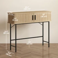 HOMCOM Mid-Century Entryway Table, Narrow Console Table with Storage Compartments for Behind Couch, Living Room, Oak and Black(m-3)