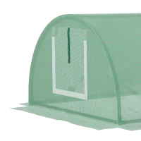 Outsunny Portable Mini Greenhouse, Tunnel Growing Tent with 5 Mesh Windows and Steel Frame, 7' x 3' x 2', Green(m-9)