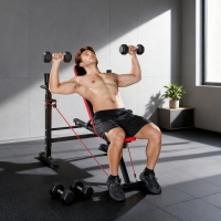 Soozier Adjustable Weight Bench with Squat Rack, Incline Flat Bench Press with Barbell Rack for Home Gym, 660 lbs Capacity