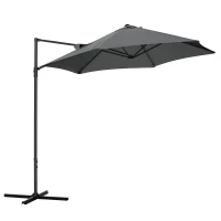 Outsunny 8.5FT Outdoor Cantilever Roma Parasol with 360° Rotation and Cross Base, Offset Patio Umbrella for Garden, Dark Grey(m-9)