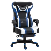 Vinsetto High Back Gaming Chair, Racing Style Ergonomic Computer Desk Chair with Adjustable Height, Retractable Footrest, Headrest and Lumbar Support, Blue(m-1)