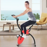 Soozier Foldable Upright Training X-Bike With Magnetic Resistance, Exercise Cycling Bicycle for Cardio, Aerobic Exercise, Red(m-2)