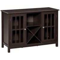 HOMCOM Sideboard, Glass Door Serving Buffet Cabinet, Liquor Cabinet with Adjustable Shelves, 12 Bottle Wine Rack for Living Room, Kitchen, Espresso(m-1)