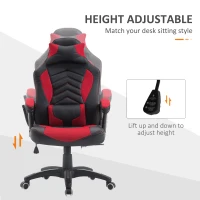 HOMCOM 6 Vibrating Point Massage Computer Gaming Chair 5 Modes, Racing Style Heated Desk Chair Swivel Rolling Chair with Headrest, Red / Black(m-5)