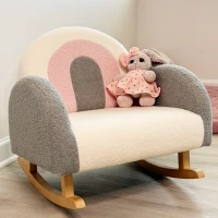 Qaba Kids Sofa, Rocking Toddler Sofa Chair, Gift for 18-36 Months, Gray(m-9)