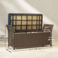 Outsunny 2-In-1 Outdoor Storage Bench, 29 Gallon Wicker Deck Box with Handles and Cushion, Navy Blue(m-3)