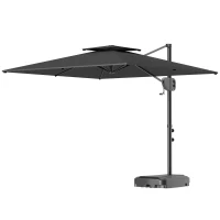 Outsunny Square Cantilever Patio Umbrella, Double Top Patio Hanging Offset Umbrella with Crank & Tilt, 8' x 9', Dark Grey(m-2)