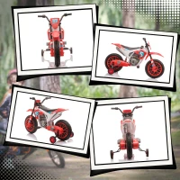 Aosom Kids Dirt Bike 12V Battery-Powered Ride-On Electric Motorcycle with Charging Battery, Training Wheels Red(m-9)