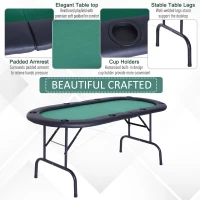 Soozier 72" 8 Player Octagon Poker Table Set with 8 Steel Cup Holders, a Classic Design, & Easy Folding for Storage(m-4)