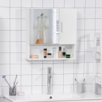 kleankin Medicine Cabinet with Mirror, Wall Mounted Medicine Cabinet with Double Doors and Adjustable Shelf, White(m-8)