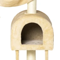 PawHut 39" Deluxe Cat Tree Tower Scratching Post Kitten Condo Activity Center Deep Cream(m-11)