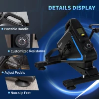 Soozier Under Desk Bike Pedal Exerciser Magnetic Mini Exercise Bike 5 Levels Adjustable Resistance Rehabilitation with LCD Display for Home/Office, Blue/Black(m-6)