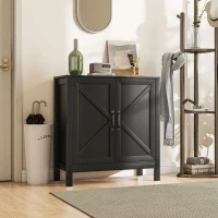 HOMCOM Sideboard Buffet, Kitchen Storage Cabinet with Barn Door and Adjustable Shelves, Storage Pantry, Black Oak(m-8)
