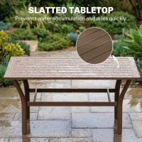 Outsunny Outdoor Coffee Table with Slatted Tabletop, All-Weather Rectangle Metal Patio Coffee Table for Garden, Brown(m-4)