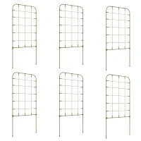 Outsunny 6-Piece Plant Support Set, Trellis for Climbing Plants, Garden Stakes, Steel, Green, 40 x 90 cm(m-9)