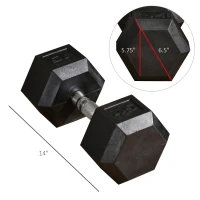 Soozier 2 x 45lbs Hex Dumbbell Set of 2, Rubber Weights Exercise Fitness with Non-Slip Handles, Anti-roll, for Women or Men Home Gym Workout, Black(m-3)