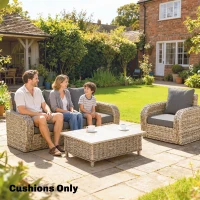 Outsunny Outdoor Chair Cushions Set of 4, Fade Resistant Patio Chair Cushions for Outdoor Furniture, 24" x 24", Grey(m-6)