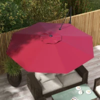 Outsunny 10 FT Cantilever Umbrella, Aluminum Hanging Offset Umbrella with 360°Rotation, Crank, Tilt, Cross Base, Red(m-7)