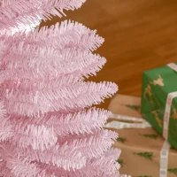 HOMCOM 5' Artificial Pencil Christmas Tree, Slim Xmas Tree with 294 Realistic Branch Tips and Plastic Stand, Pink(m-8)