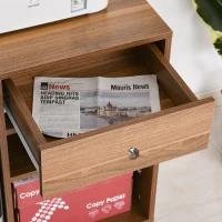 Vinsetto Mobile Printer Stand, Rolling File Cabinet Cart with Wheels, Adjustable Shelf, Drawer and CPU Stand, Walnut(m-7)