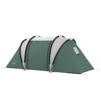 Outsunny 4 Person Camping Tent with 2 Bedrooms and Living Area, 3000mm Waterproof Family Tent for Fishing Hiking, Army Green(m-2)