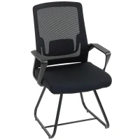 HOMCOM Desk Chair, Desk Chair No Wheels with Mesh Back, Lumbar Support, Metal Base for Reception, Conference(m-9)
