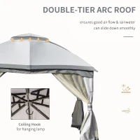 Outsunny 10' x 12' Outdoor Gazebo, Patio Gazebo Canopy Shelter w/Double Vented Roof, Zippered Mesh Sidewalls, Solid Steel Frame, Grey(m-4)