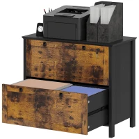 HOMCOM 2 Drawer File Cabinet, Lockable Filing Cabinet with Adjustable Hanging Bar for Letter, A4 Size, Rustic Brown(m-3)