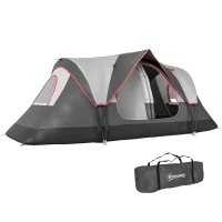 Outsunny Camping Tent for 6 Man with 2000mm Waterproof Rainfly and Carry Bag for Fishing Hiking Festival, Dark Grey(m-9)