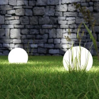 HOMCOM 12" RGB Outdoor LED Ball Light Waterproof Rechargeable Adjustable Color Changing Globe Orb Lamp With Remote Control(m-10)