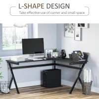 HOMCOM 61 Inch Modern Reversible L-Shaped Home Office Desk Computer Laptop Table Gaming Desk Corner Workstation with CPU Stand, Space Saving, Black(m-5)