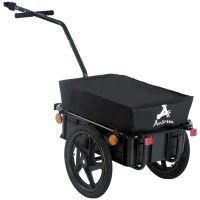 Aosom Bicycle Cargo Trailer with Removable Box and Waterproof Cover, Bike Wagon Trailer with Two 16in Wheels(m-12)