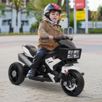 Aosom Kids Electric Pedal Motorcycle Ride-On Toy 6V Battery Powered w/ Music Horn Headlights Motorbike for 37–60 M White(m-8)