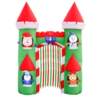 HOMCOM 11 ft LED Lit Inflatable Christmas Arch, Outdoor Holiday Light Yard Display with Santa Claus, Snowman, Reindeer, Gingerbread Man and Penguin(m-1)