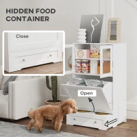 PawHut Dog Feeding Station with Two Storage Cabinets, 2 Elevated Dog Bowls, Side Hooks, Anti-tip Kit, for Feeding & Watering(m-4)