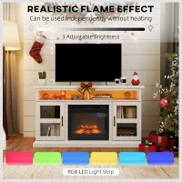 HOMCOM 48" Fireplace TV Stand for TVs Up to 55 Inches, Media Entertainment Center with 3D Flame, Adjustable Shelves, White(m-5)