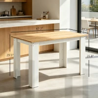 HOMCOM 47" Dining Table for 4-6 People, Modern Rectangular Kitchen Table for Dining Room, Living Room, Oak and White(m-3)