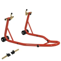 HOMCOM Motorcycle Rear Wheel Stand, Universal Motorcycle Lift with Adjustable U + L Swingarm Spool, Red(m-9)