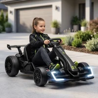 Aosom 24V 7.5 MPH Electric Go Kart with Adjustable Seat, Slow Start, Black(m-10)
