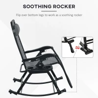 Outsunny 2 Outdoor Rocking Chairs Foldable Reclining Zero Gravity Lounge Rockers w/ Pillow Cup & Phone Holder, Gray(m-8)