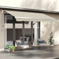 Outsunny 11' x 10' Retractable Awning Fabric Replacement Outdoor Sunshade Canopy Awning Cover, UV Protection, Cream White(m-1)