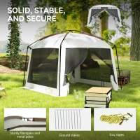 Outsunny 10' x 10' Screen Tent, UV50+ Protection Outdoor Screen House with Carry Bag & Ground Stakes, Fits 6-8 People, White(m-6)