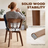 HOMCOM Dining Chairs Upholstered Linen-Look Kitchen Chairs Rubberwood Legs Set of 4 Grey and Brown(m-7)