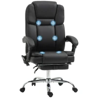 Vinsetto Massage Office Chair, Reclining Executive Office Chair with 6-Point Vibration, Footrest and High Back, Black(m-2)