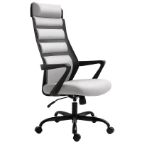 Vinsetto High Back Ergonomic Home Office Desk Chair with Spandex Fabric, Computer Task Chair with Ladder Back, Thick Padding and 360 Swivel Wheels, Grey(m-1)