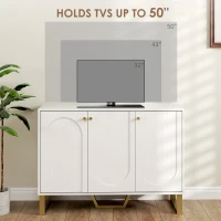 HOMCOM Sideboard Buffet Cabinet with 3 Doors, Modern Storage Cabinet with Adjustable Shelves & Center Leg, White(m-6)