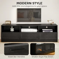 HOMCOM TV Stand with Storage, Modern Entertainment Center with 3 Cabinets and 3 Open Shelves, for TVs up to 85", Black(m-5)