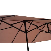 Outsunny Patio Umbrella 15' Outdoor with Twin Canopy Sunshade(m-5)