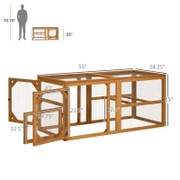 PawHut 55" Wooden Chicken Coop Add-on Expansion, Mini Chicken Coop Outdoor Chicken Run Hen House with Combinable Design(m-3)